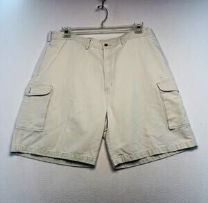 Hunt club Men’s Cream Cargo Shorts Cotton Canvas Zip Button Pockets 8" Inseam
